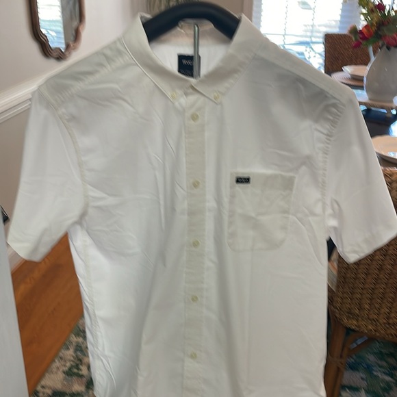 RVCA That’ll Do Stretch SS button down shirt. White. XX Large slim fit. NWT - Picture 2 of 7